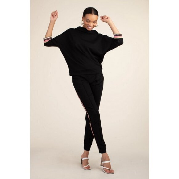 💕TRINA TURK💕 Bop 2 Pant ~ Black with Glitter Rainbow Tuxedo Stripe XXL NWT - Picture 3 of 14